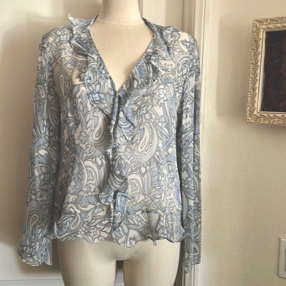 💜HP💜Talbots / Pure Silk / Paisley Ruffle Blouse